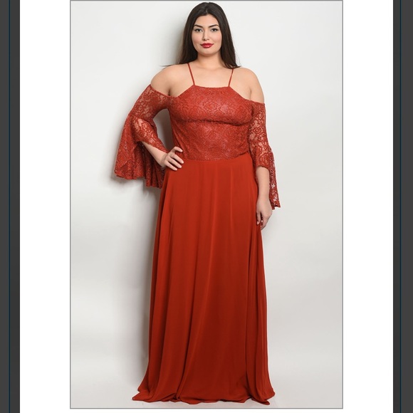 Plus Size Floral Lace Formal Dress - Picture 1 of 11